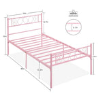 Cabecero de metal en forma de corazón negro/rosa/blanco | Individual / Matrimonial / Queen | Capacidad para 1-2 personas