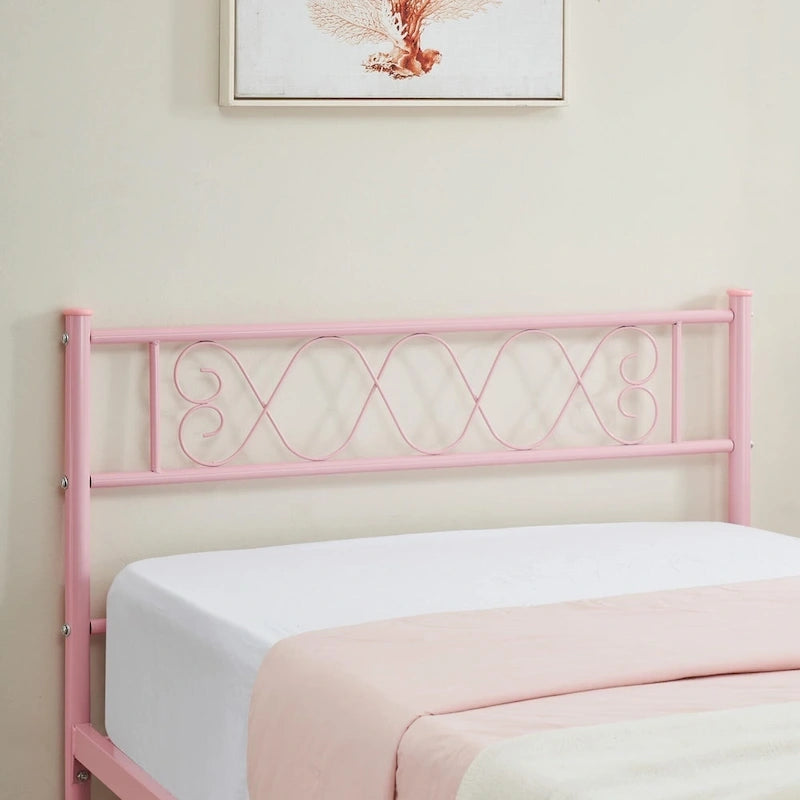 Cabecero de metal en forma de corazón negro/rosa/blanco | Individual / Matrimonial / Queen | Capacidad para 1-2 personas