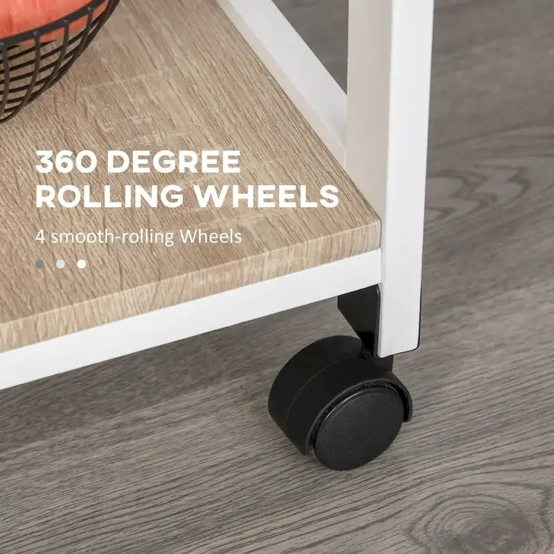 Carrito de cocina blanco con ruedas, cestas de metal y cajón – 1 persona