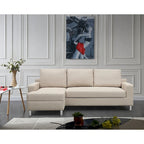 Sofá Seccional Cama de Lino de 3 Plazas con Chaise, Sleeper, Orientado a la Izquierda, Gris/Azul/Beige