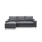 Sofá Seccional Cama de Lino de 3 Plazas con Chaise, Sleeper, Orientado a la Izquierda, Gris/Azul/Beige