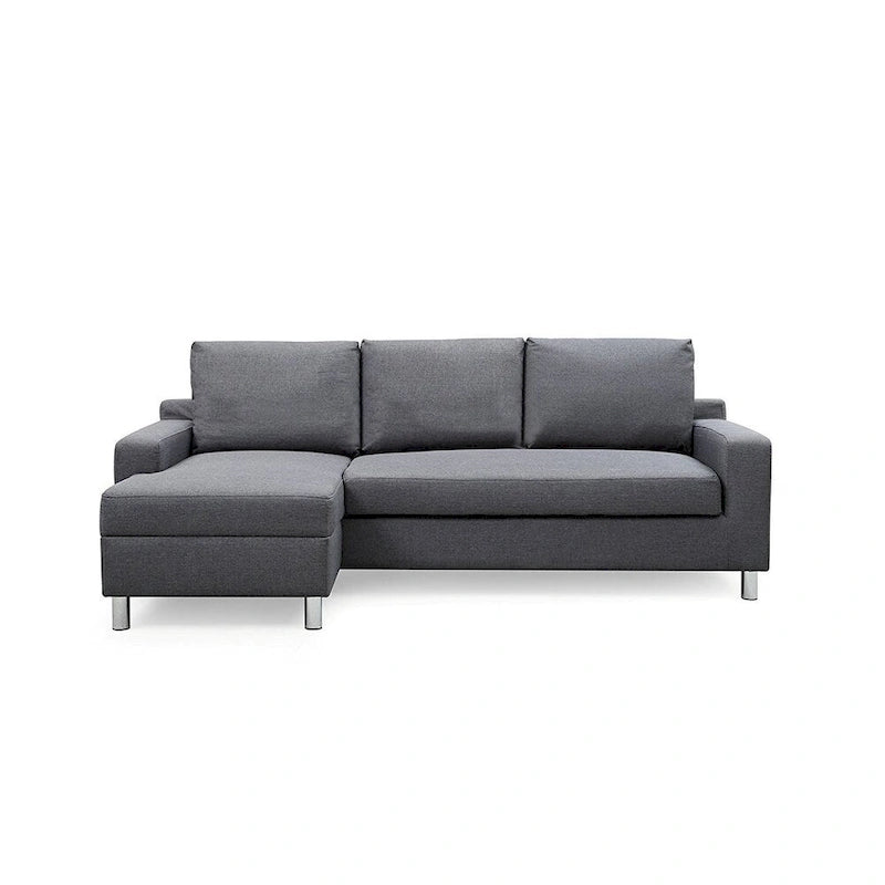 Sofá Seccional Cama de Lino de 3 Plazas con Chaise, Sleeper, Orientado a la Izquierda, Gris/Azul/Beige