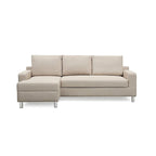 Sofá Seccional Cama de Lino de 3 Plazas con Chaise, Sleeper, Orientado a la Izquierda, Gris/Azul/Beige