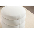 Puf redondo otomano de terciopelo naranja/blanco, asiento individual