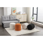 Puf redondo otomano de terciopelo naranja/blanco, asiento individual