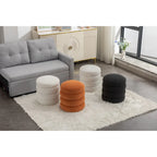 Puf redondo otomano de terciopelo naranja/blanco, asiento individual
