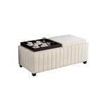 Banco otomano de almacenamiento tapizado en beige, para 2 personas