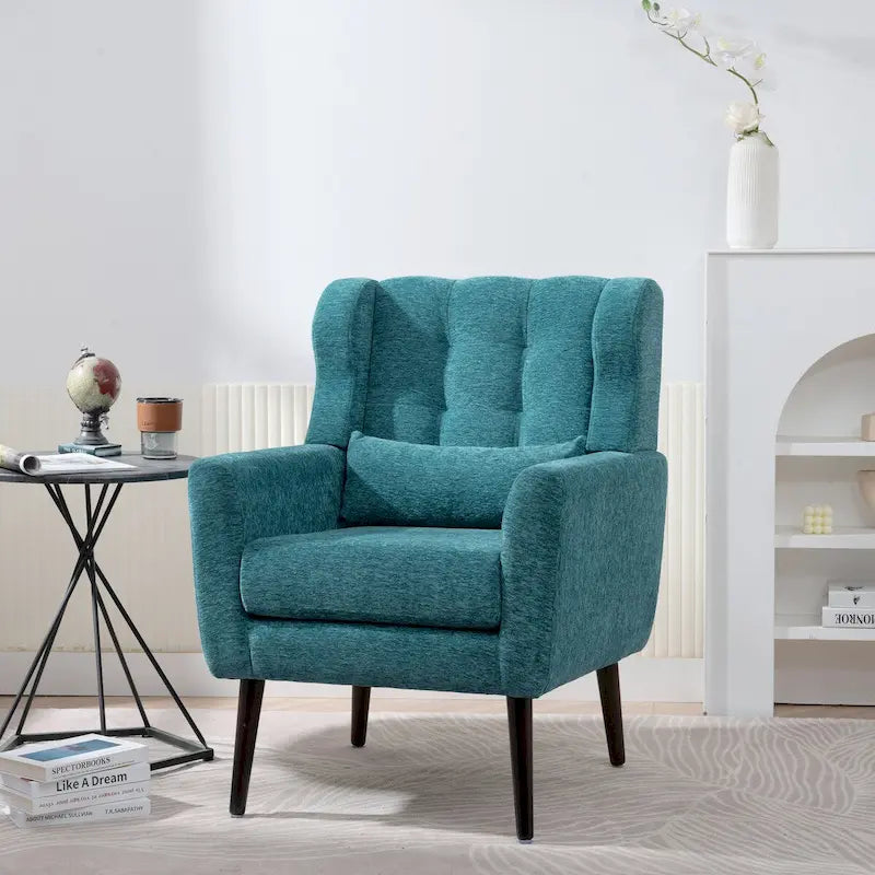 Sillón Acento Mid-Century con Cojín Lumbar, Asiento Individual, Varios Colores