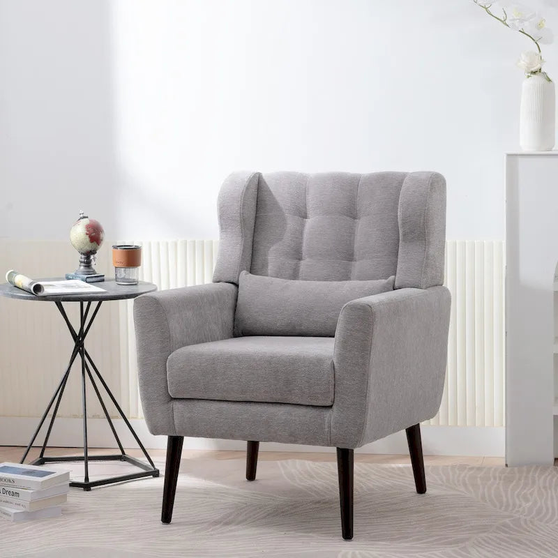 Sillón Acento Mid-Century con Cojín Lumbar, Asiento Individual, Varios Colores