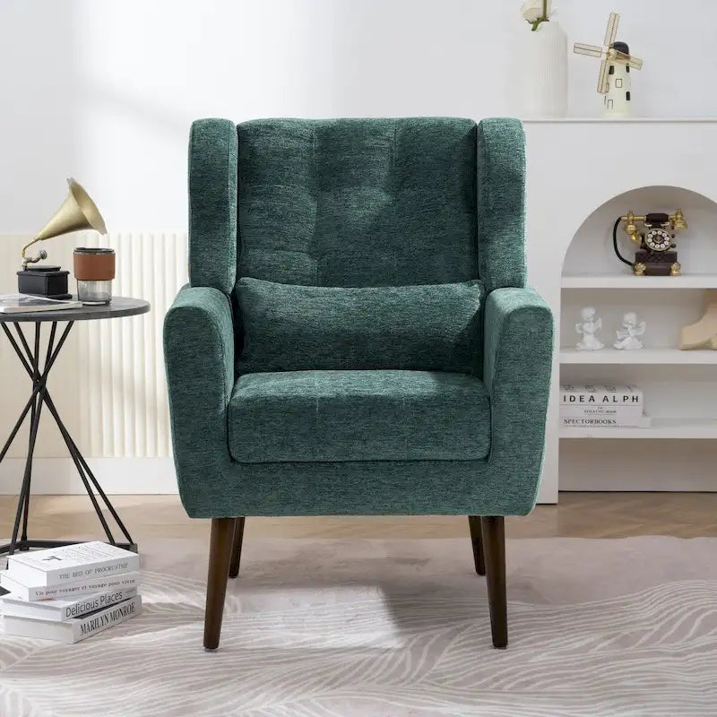 Sillón Acento Mid-Century con Cojín Lumbar, Asiento Individual, Varios Colores