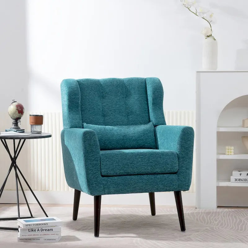 Sillón Acento Mid-Century con Cojín Lumbar, Asiento Individual, Varios Colores