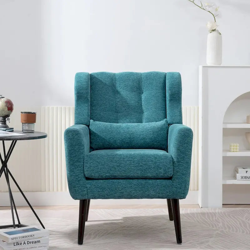 Sillón Acento Mid-Century con Cojín Lumbar, Asiento Individual, Varios Colores