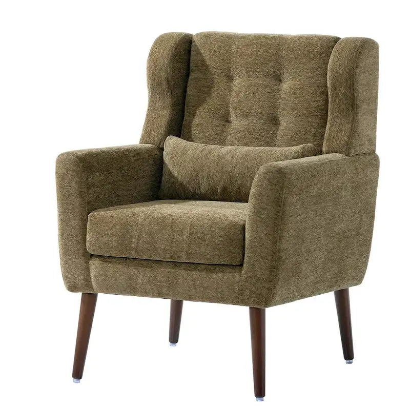 Sillón Acento Mid-Century con Cojín Lumbar, Asiento Individual, Varios Colores