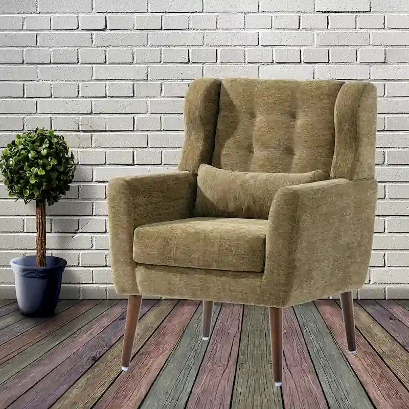 Sillón Acento Mid-Century con Cojín Lumbar, Asiento Individual, Varios Colores