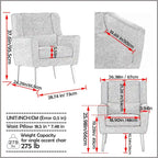 Sillón Acento Mid-Century con Cojín Lumbar, Asiento Individual, Varios Colores