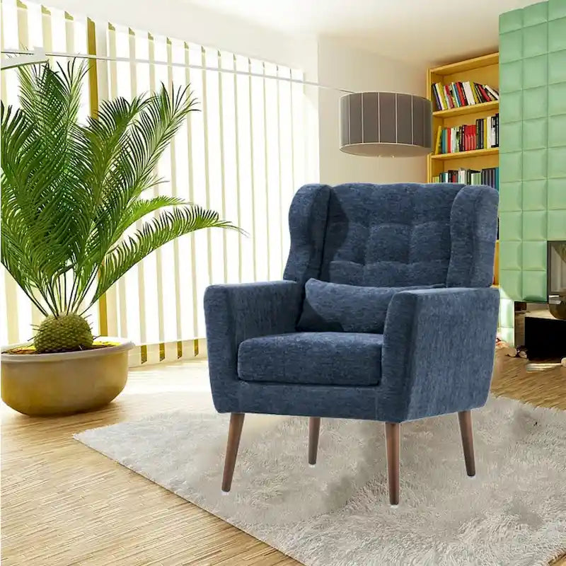 Sillón Acento Mid-Century con Cojín Lumbar, Asiento Individual, Varios Colores