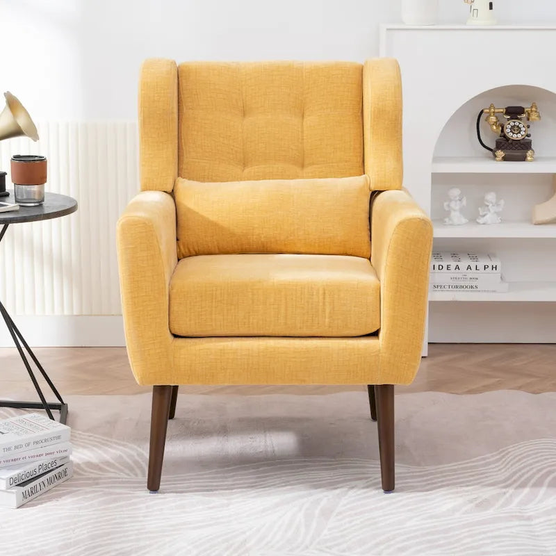 Sillón Acento Mid-Century con Cojín Lumbar, Asiento Individual, Varios Colores
