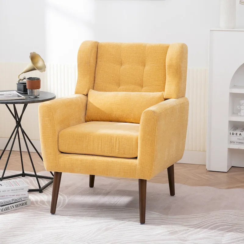 Sillón Acento Mid-Century con Cojín Lumbar, Asiento Individual, Varios Colores