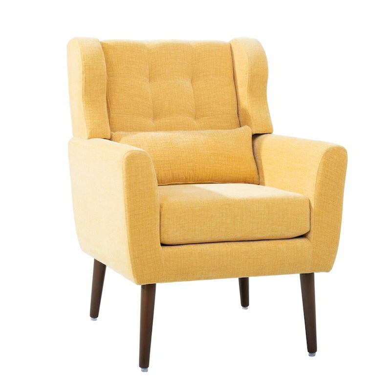 Sillón Acento Mid-Century con Cojín Lumbar, Asiento Individual, Varios Colores