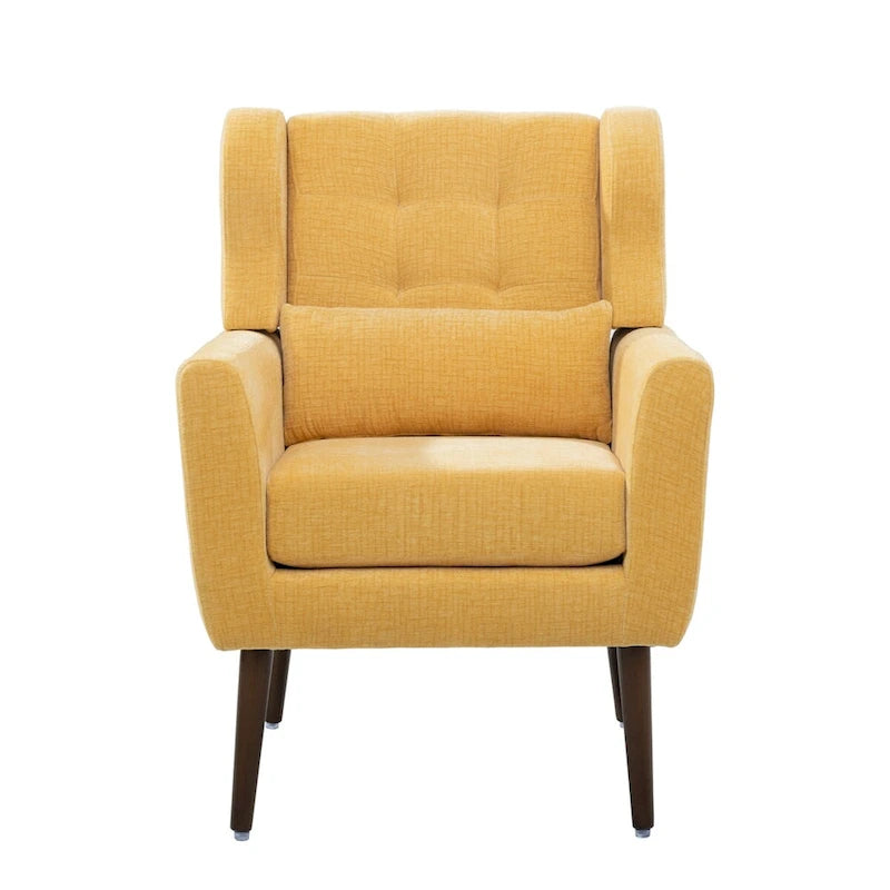 Sillón Acento Mid-Century con Cojín Lumbar, Asiento Individual, Varios Colores