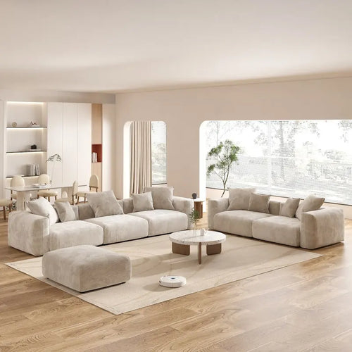 Large Corduroy Fabrics Upholstery Modular Sectional Sofa Set for Living Room