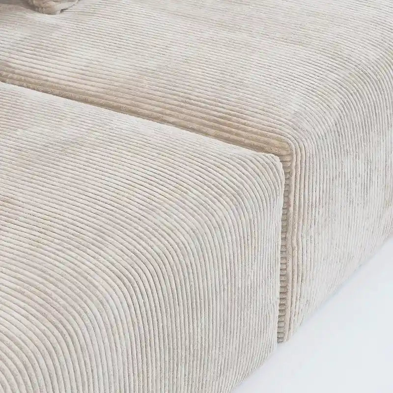 Juego de sofá seccional modular de pana beige/negro/marrón claro, con capacidad para 3-4 personas