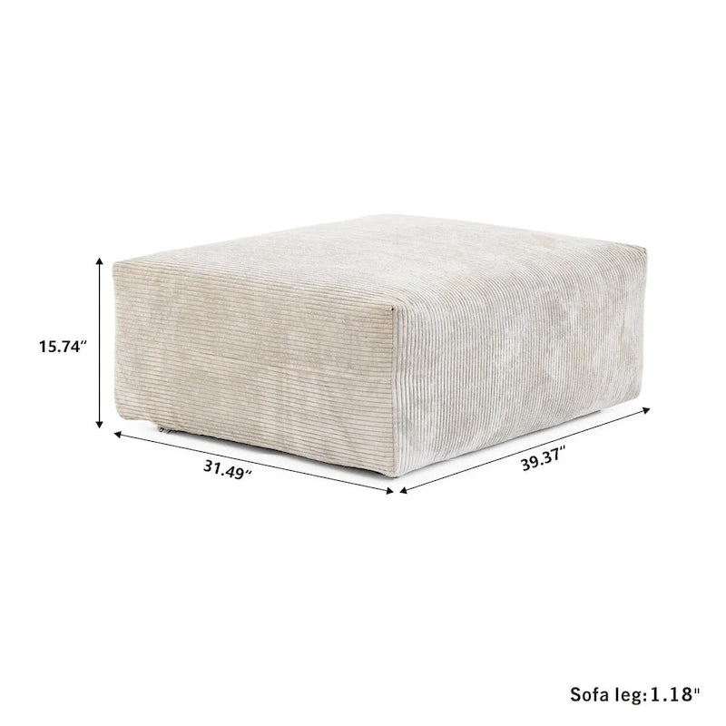 Juego de sofá seccional modular de pana beige/negro/marrón claro, con capacidad para 3-4 personas