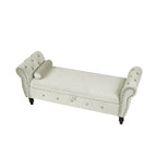 Banca otomana de almacenamiento de terciopelo con reposabrazos, 2 asientos - Azul / Negro / Rosa / Gris oscuro / Beige