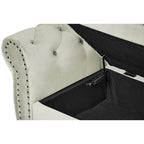 Banca otomana de almacenamiento de terciopelo con reposabrazos, 2 asientos - Azul / Negro / Rosa / Gris oscuro / Beige