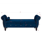 Banca otomana de almacenamiento de terciopelo con reposabrazos, 2 asientos - Azul / Negro / Rosa / Gris oscuro / Beige