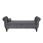 Banca otomana de almacenamiento de terciopelo con reposabrazos, 2 asientos - Azul / Negro / Rosa / Gris oscuro / Beige
