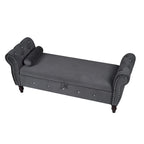 Banca otomana de almacenamiento de terciopelo con reposabrazos, 2 asientos - Azul / Negro / Rosa / Gris oscuro / Beige