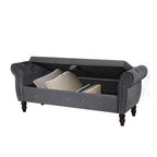 Banca otomana de almacenamiento de terciopelo con reposabrazos, 2 asientos - Azul / Negro / Rosa / Gris oscuro / Beige