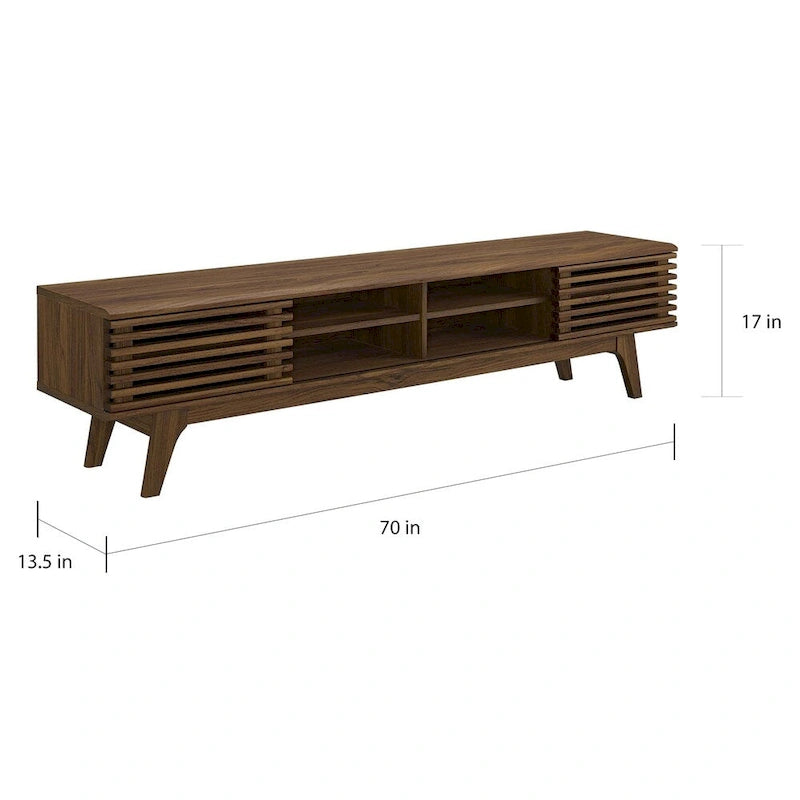 Mueble de TV Mid-Century de Nogal Marrón, 70", Individual