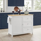 Isla de cocina de sobre de madera natural, fija, uso individual – Estilo Shaker blanco