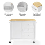 Isla de cocina de sobre de madera natural, fija, uso individual – Estilo Shaker blanco
