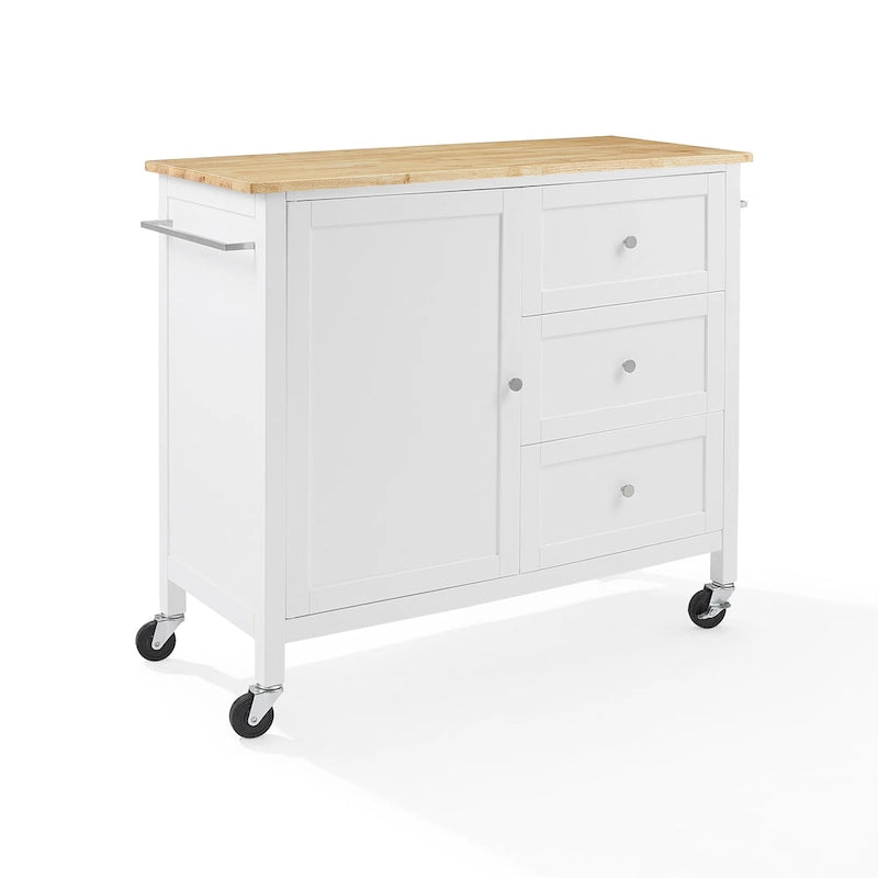 Isla de cocina de sobre de madera natural, fija, uso individual – Estilo Shaker blanco
