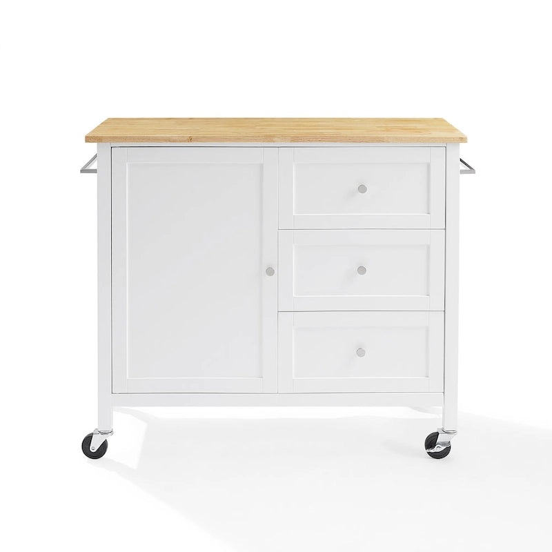Isla de cocina de sobre de madera natural, fija, uso individual – Estilo Shaker blanco