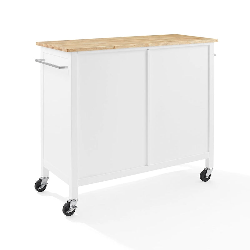 Isla de cocina de sobre de madera natural, fija, uso individual – Estilo Shaker blanco