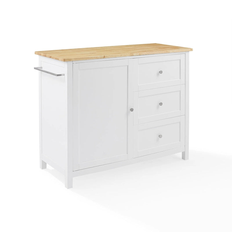 Isla de cocina de sobre de madera natural, fija, uso individual – Estilo Shaker blanco