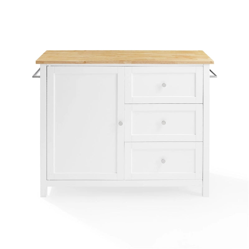 Isla de cocina de sobre de madera natural, fija, uso individual – Estilo Shaker blanco