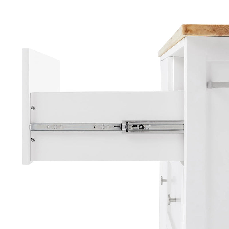 Isla de cocina de sobre de madera natural, fija, uso individual – Estilo Shaker blanco