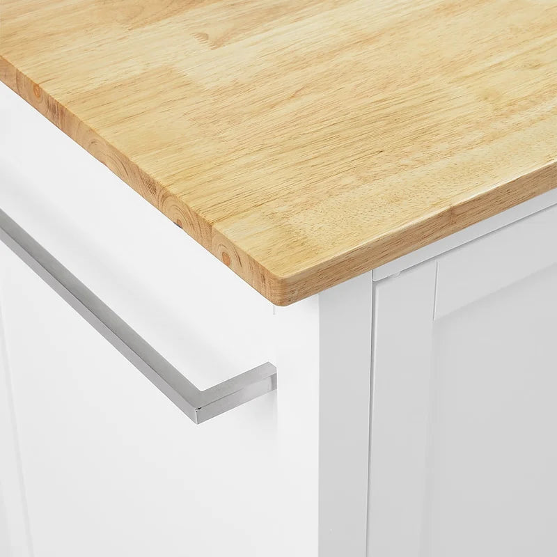 Isla de cocina de sobre de madera natural, fija, uso individual – Estilo Shaker blanco