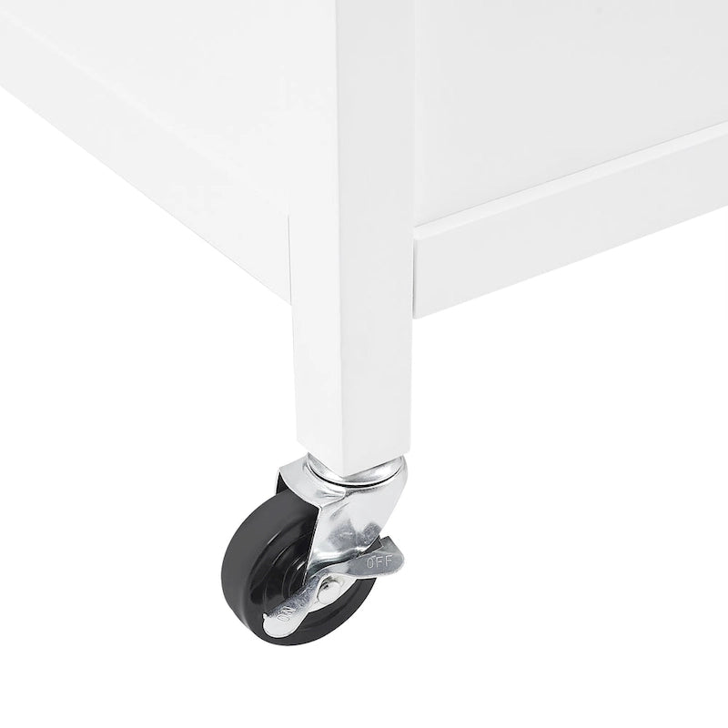Isla de cocina de sobre de madera natural, fija, uso individual – Estilo Shaker blanco