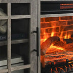 Soporte para TV con chimenea eléctrica de 55" | Madera de granero recuperada / Lavado gris | Se adapta a 1 habitación