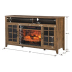 Soporte para TV con chimenea eléctrica de 55" | Madera de granero recuperada / Lavado gris | Se adapta a 1 habitación