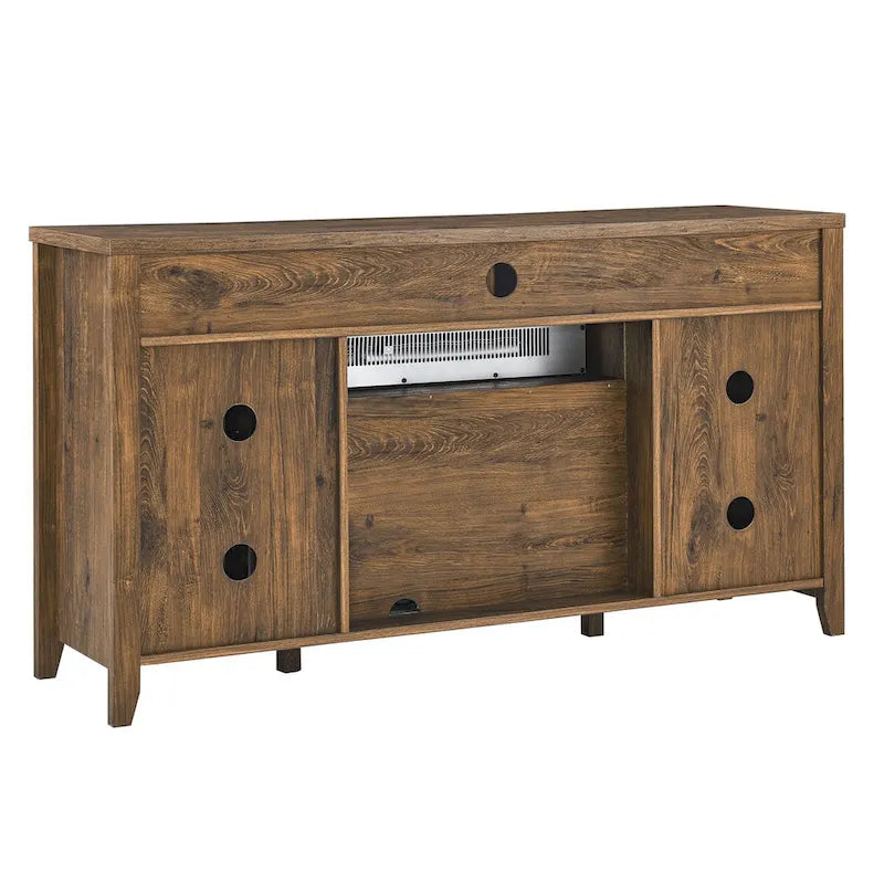 Soporte para TV con chimenea eléctrica de 55" | Madera de granero recuperada / Lavado gris | Se adapta a 1 habitación