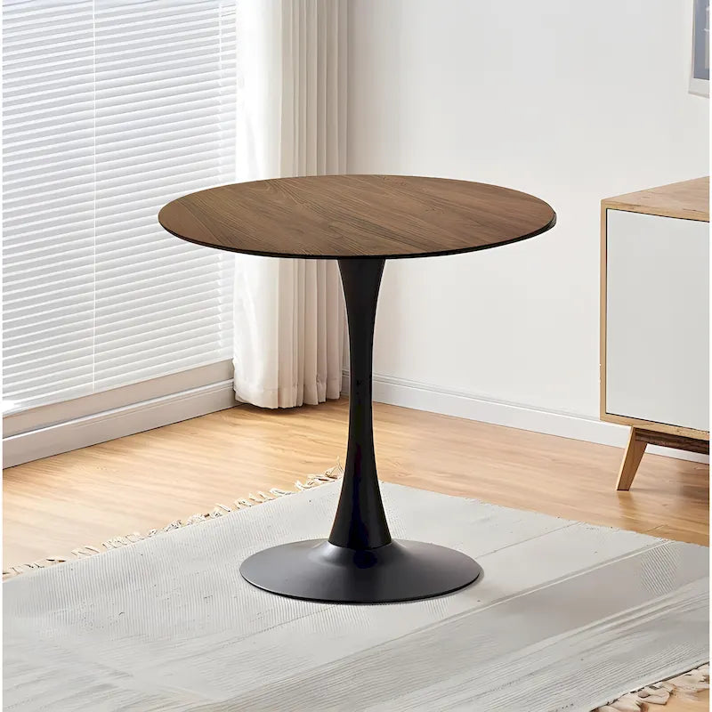 Negro / Nogal+Negro / Blanco, Mesa de comedor redonda con pedestal, 2-4 plazas