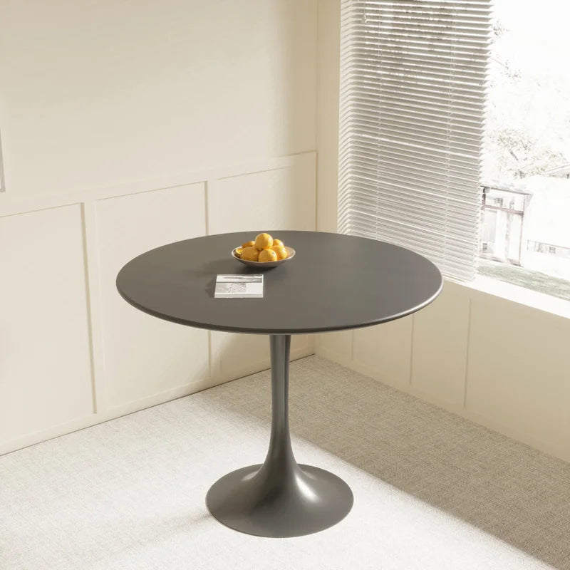 Negro / Nogal+Negro / Blanco, Mesa de comedor redonda con pedestal, 2-4 plazas