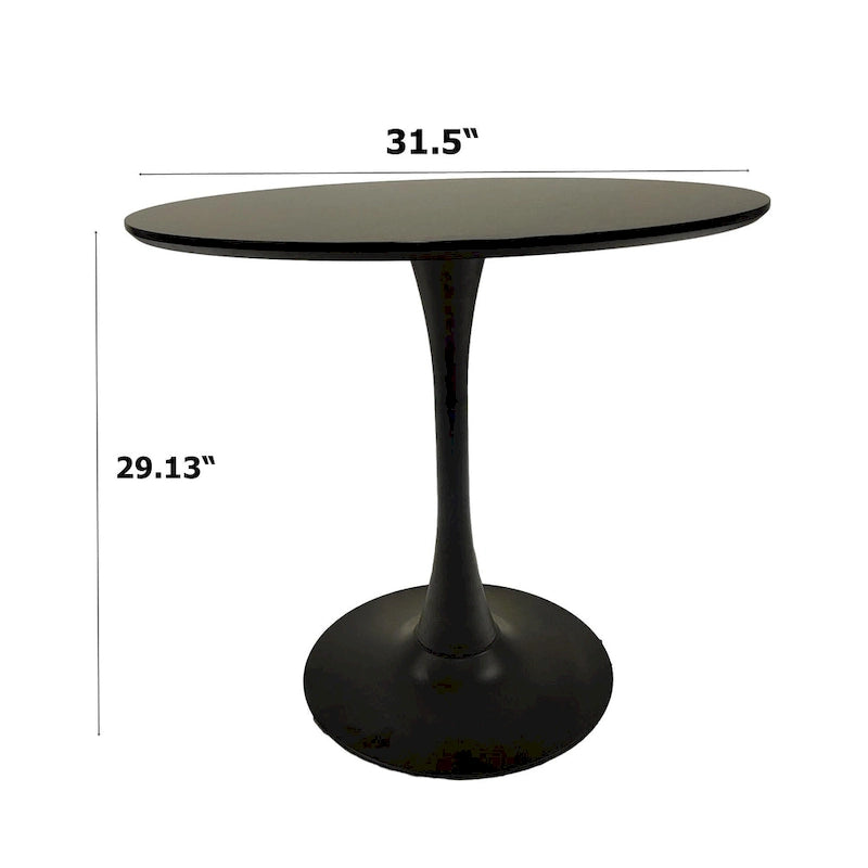 Negro / Nogal+Negro / Blanco, Mesa de comedor redonda con pedestal, 2-4 plazas